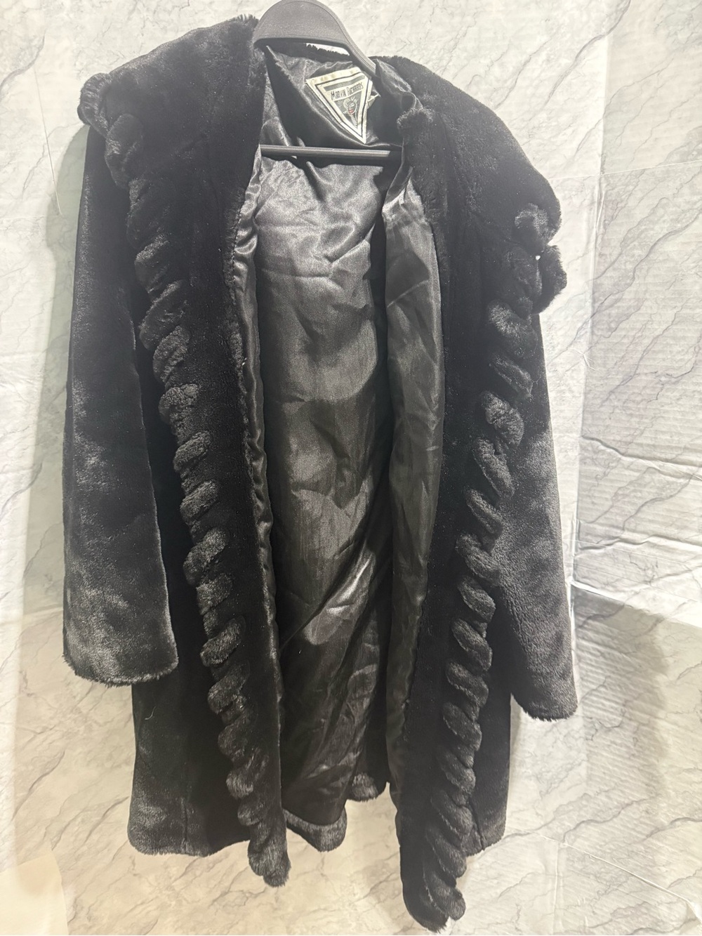 Marvin Richards Black Faux Fur Teddy Coat